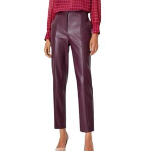 NWT Ann Taylor Burgundy Faux Leather Straight Ankle pants size 6T